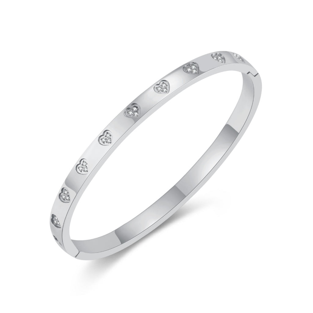 INS Style Zircon Cuff Bracelet for Women – Minimalist Titanium Steel Bangle, Small-Batch Chic Stainless Steel Jewelry