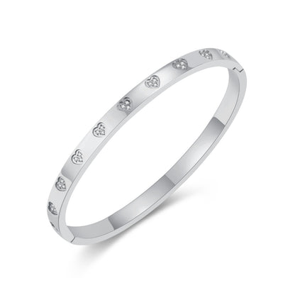 INS Style Zircon Cuff Bracelet for Women – Minimalist Titanium Steel Bangle, Small-Batch Chic Stainless Steel Jewelry