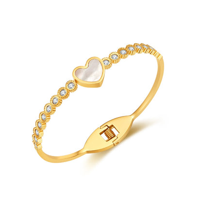 INS Style Zircon Cuff Bracelet for Women – Minimalist Titanium Steel Bangle, Small-Batch Chic Stainless Steel Jewelry