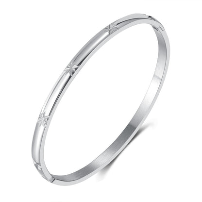 INS Style Zircon Cuff Bracelet for Women – Minimalist Titanium Steel Bangle, Small-Batch Chic Stainless Steel Jewelry