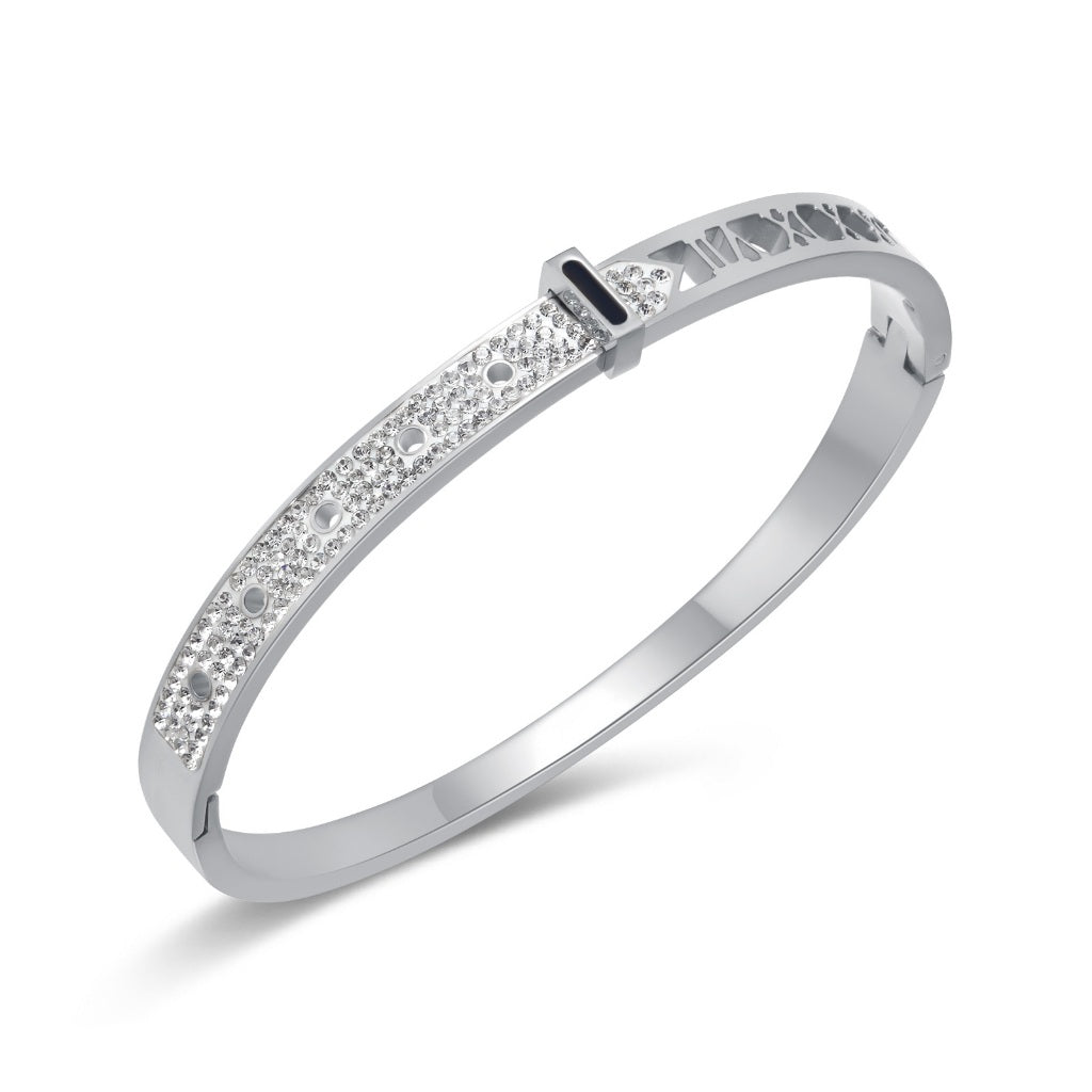 INS Style Zircon Cuff Bracelet for Women – Minimalist Titanium Steel Bangle, Small-Batch Chic Stainless Steel Jewelry