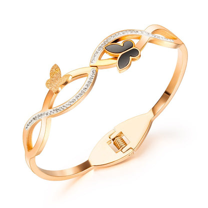 INS Style Zircon Cuff Bracelet for Women – Minimalist Titanium Steel Bangle, Small-Batch Chic Stainless Steel Jewelry