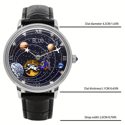 Piloto BLUO Space Exploration Automatic Mechanical Watch Starry Sky Universe Fashion Watch Valentine's Day