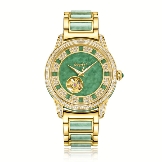 1pc Hollow Automatic Mechanical Watch With Rhinestone-studded, Fashionable Wristwatch