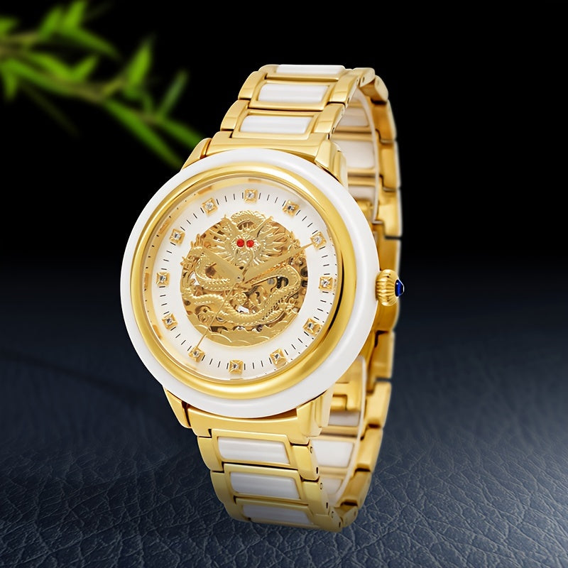 [Elegant Mechanical Watch] Stainless Steel Automatic Mechanical Women's Watch - Elegant Phoenix Dial Round Case
