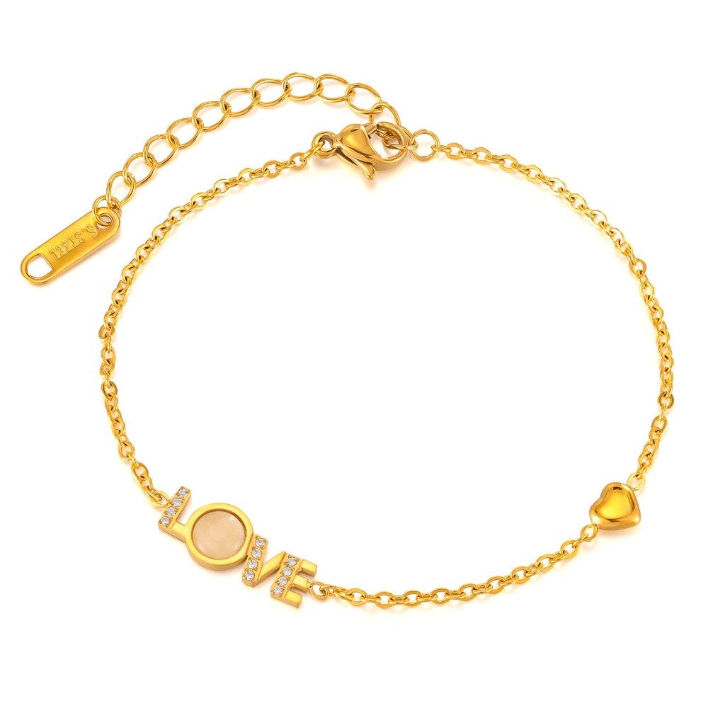 Boho Natural Stone Heart Bracelet for Women – Colorful Titanium Steel Ethnic Style Adjustable Fashion Jewelry