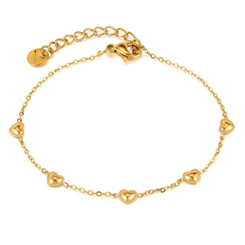 Boho Natural Stone Heart Bracelet for Women – Colorful Titanium Steel Ethnic Style Adjustable Fashion Jewelry