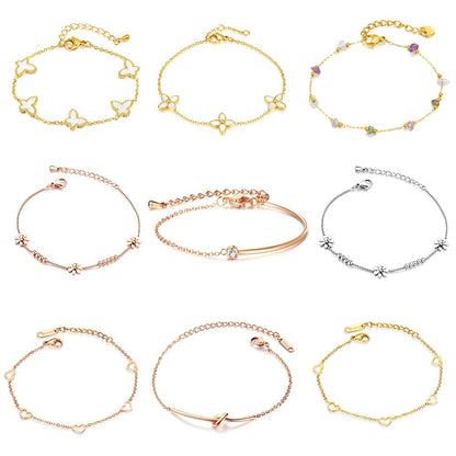 Boho Natural Stone Heart Bracelet for Women – Colorful Titanium Steel Ethnic Style Adjustable Fashion Jewelry