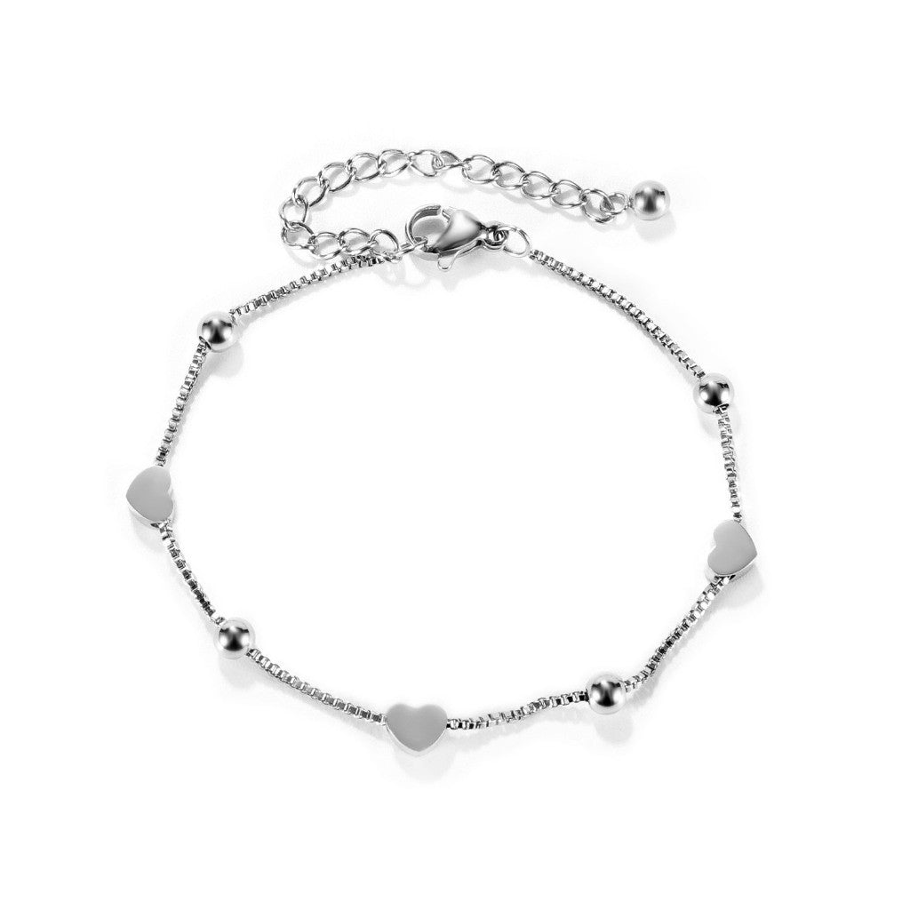 Boho Natural Stone Heart Bracelet for Women – Colorful Titanium Steel Ethnic Style Adjustable Fashion Jewelry