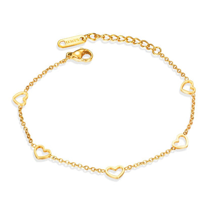 Boho Natural Stone Heart Bracelet for Women – Colorful Titanium Steel Ethnic Style Adjustable Fashion Jewelry