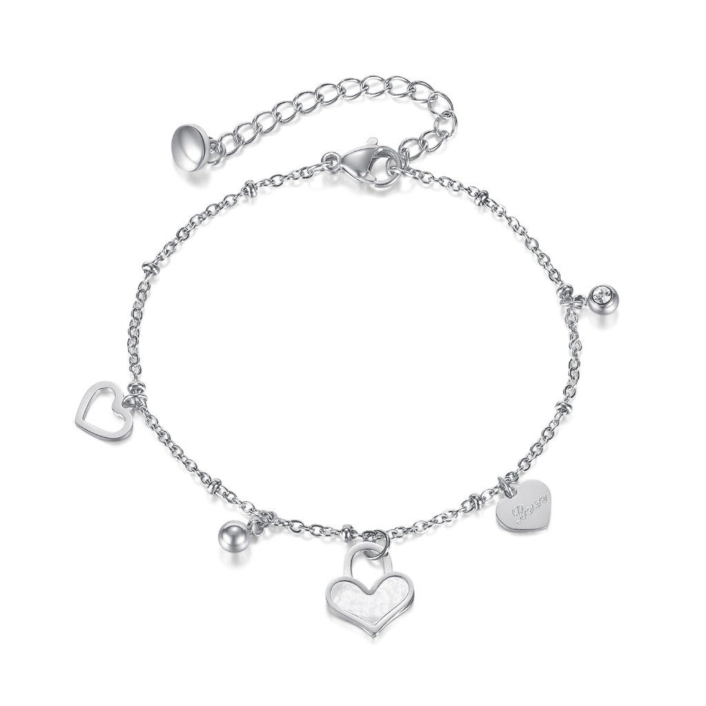 Boho Natural Stone Heart Bracelet for Women – Colorful Titanium Steel Ethnic Style Adjustable Fashion Jewelry