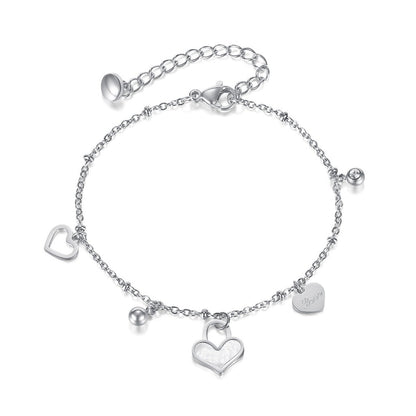 Boho Natural Stone Heart Bracelet for Women – Colorful Titanium Steel Ethnic Style Adjustable Fashion Jewelry