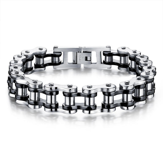 Men’s Biker Chain Bracelet – Rock Style Titanium Steel Motorcycle Link Jewelry