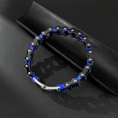 Men’s Stainless Steel Bike Chain Bracelet – Hip-Hop Style Motorcycle Link Jewelry – Trendy Biker Wristband