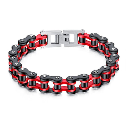 Men’s Stainless Steel Bike Chain Bracelet – Hip-Hop Style Motorcycle Link Jewelry – Trendy Biker Wristband