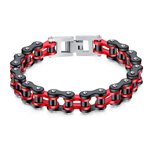Men’s Stainless Steel Bike Chain Bracelet – Hip-Hop Style Motorcycle Link Jewelry – Trendy Biker Wristband