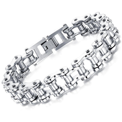 Men’s Biker Chain Bracelet – Rock Style Titanium Steel Motorcycle Link Jewelry