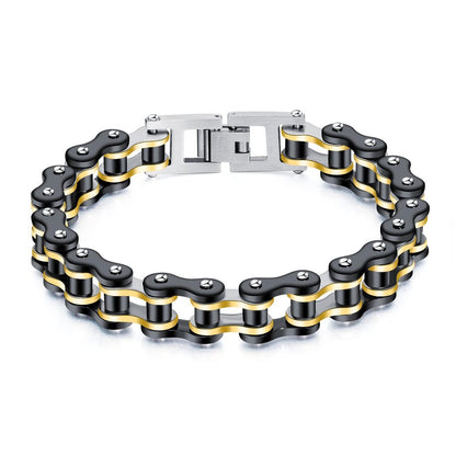 Men’s Stainless Steel Bike Chain Bracelet – Hip-Hop Style Motorcycle Link Jewelry – Trendy Biker Wristband
