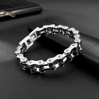 Men’s Biker Chain Bracelet – Rock Style Titanium Steel Motorcycle Link Jewelry