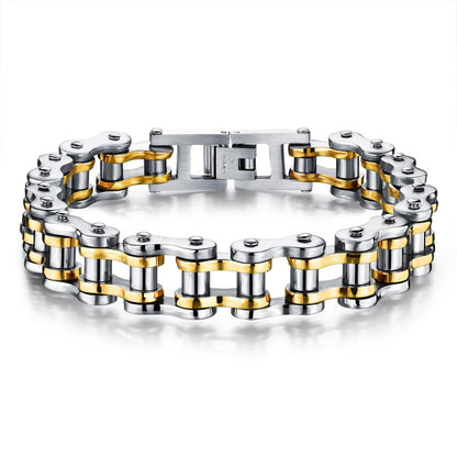 Men’s Biker Chain Bracelet – Rock Style Titanium Steel Motorcycle Link Jewelry